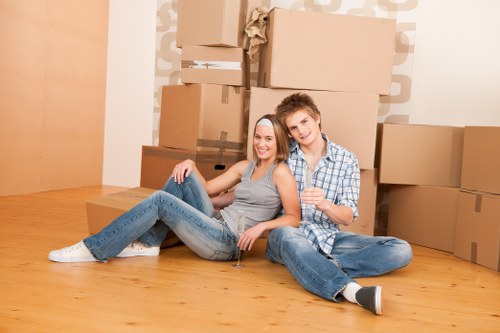 Office relocation service in Catford with desks and equipment being moved