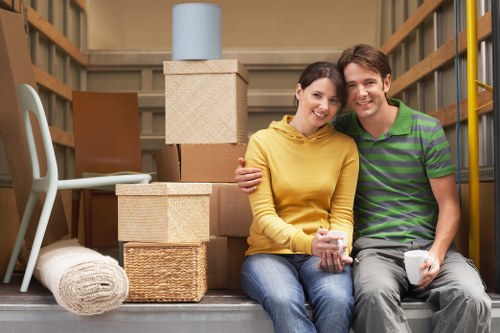 Packed boxes and furniture prepared for long-term storage in Catford